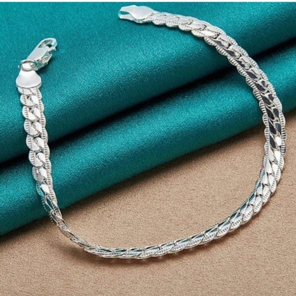 NEW 925 STERLING SILVER FLAT SNAKE CHAIN - 8" BRACELET - Picture 11 of 12